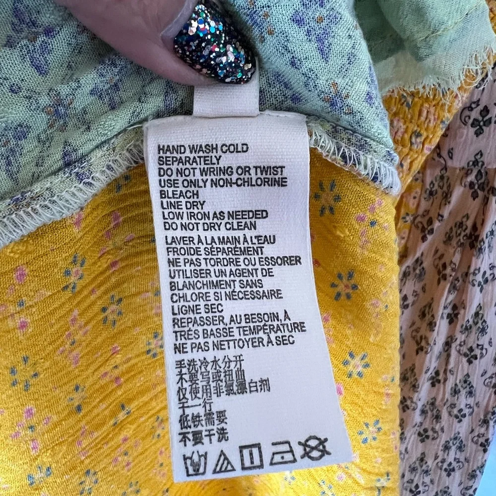 NWT Free People Strapless Ruched Cocktail Dress in Yellow and Green - Picture 7 of 12